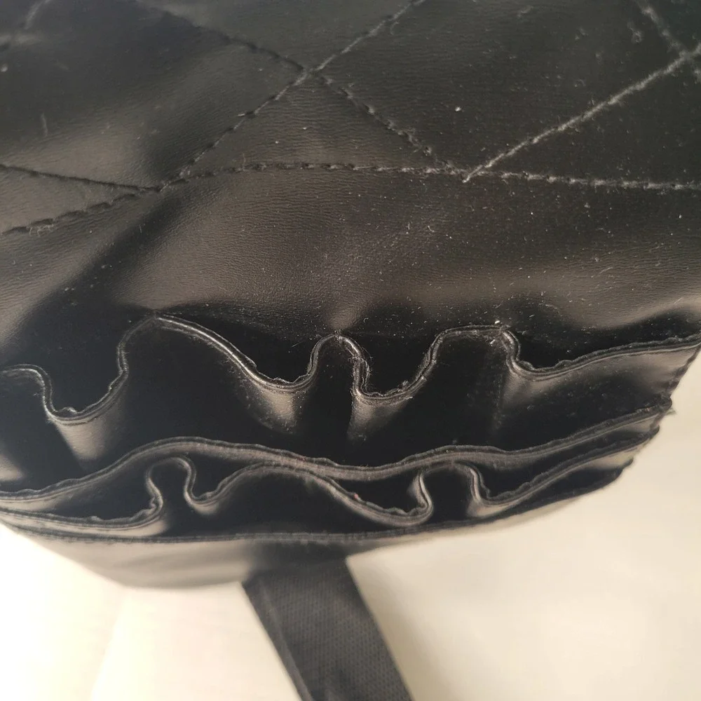 Makeup Brush Belt Women OS Black Quilted Faux Leather Artist Apron